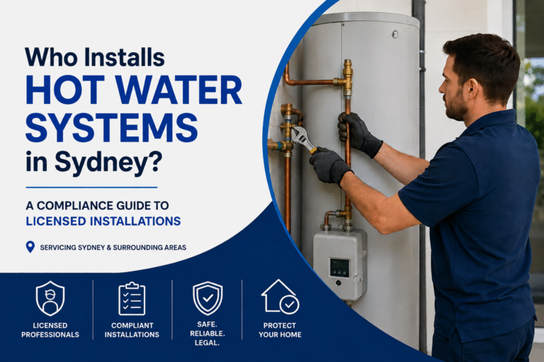 Licensed Sydney plumber installing gas hot water system